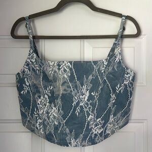 Denim lace corset top